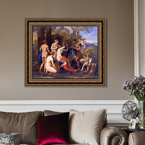 INVIN ART Framed Canvas Art Giclee Print Mars and Venus by Nicolas Poussin Wall Art Living Room Home Office Decorations