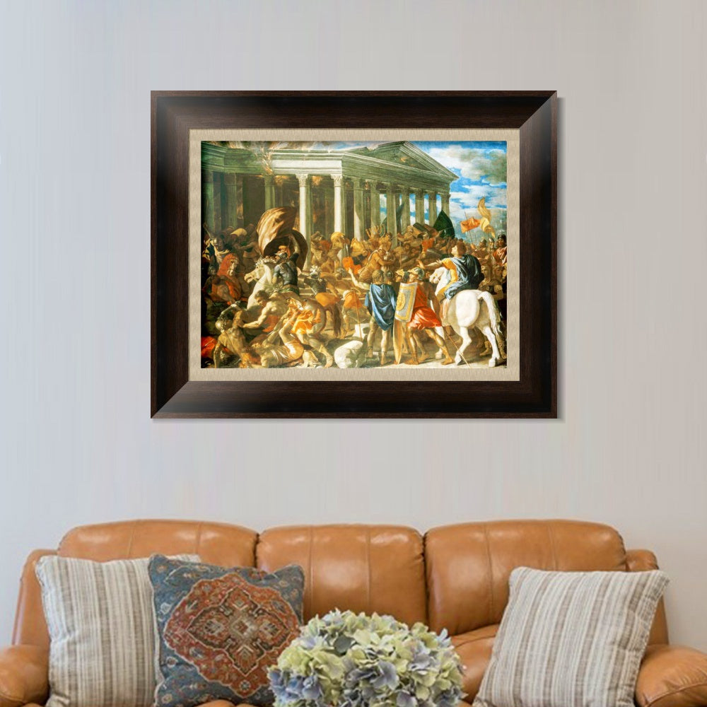 INVIN ART Framed Canvas Art Giclee Print The Destruction and Sack of the Temple of Jerusalem by Nicolas Poussin Wall Art