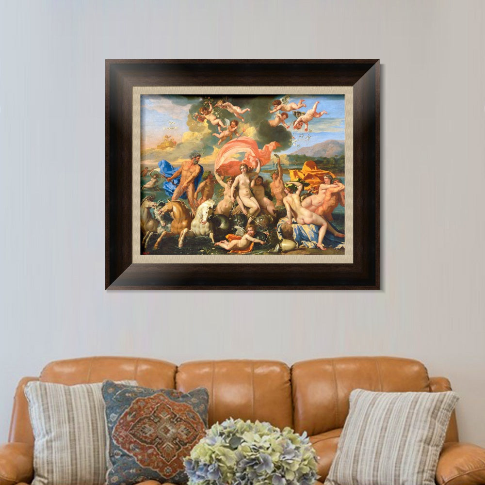 INVIN ART Framed Canvas Art Giclee Print French The Birth of Venus by Nicolas Poussin Wall Art