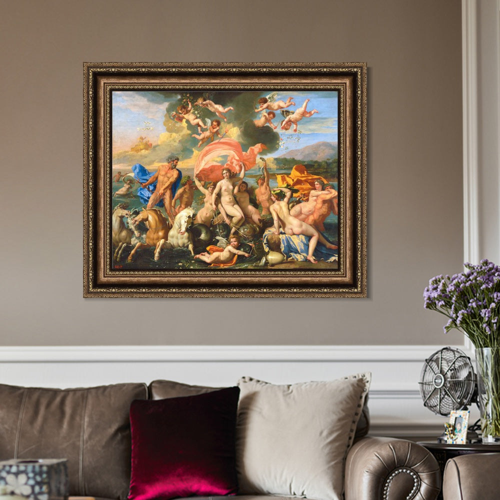 INVIN ART Framed Canvas Art Giclee Print French The Birth of Venus by Nicolas Poussin Wall Art