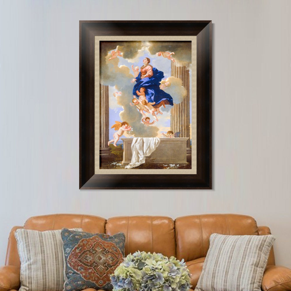INVIN ART Framed Canvas Art Giclee Print The Assumption of the Virgin by Nicolas Poussin Wall Art