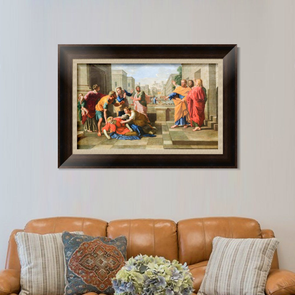 INVIN ART Framed Canvas Art Giclee Print The Death of Saphire by Nicolas Poussin Wall Art