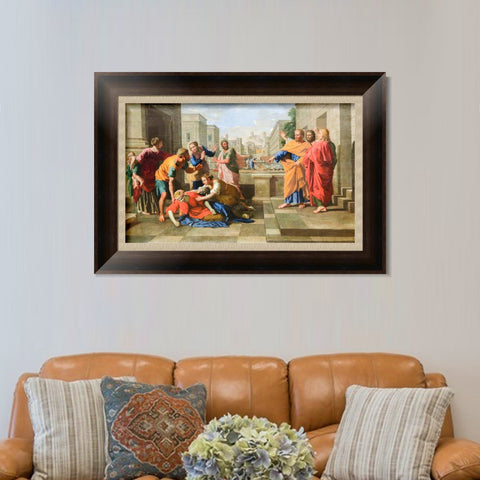 INVIN ART Framed Canvas Art Giclee Print The Death of Saphire by Nicolas Poussin Wall Art Living Room Home Office Decorations