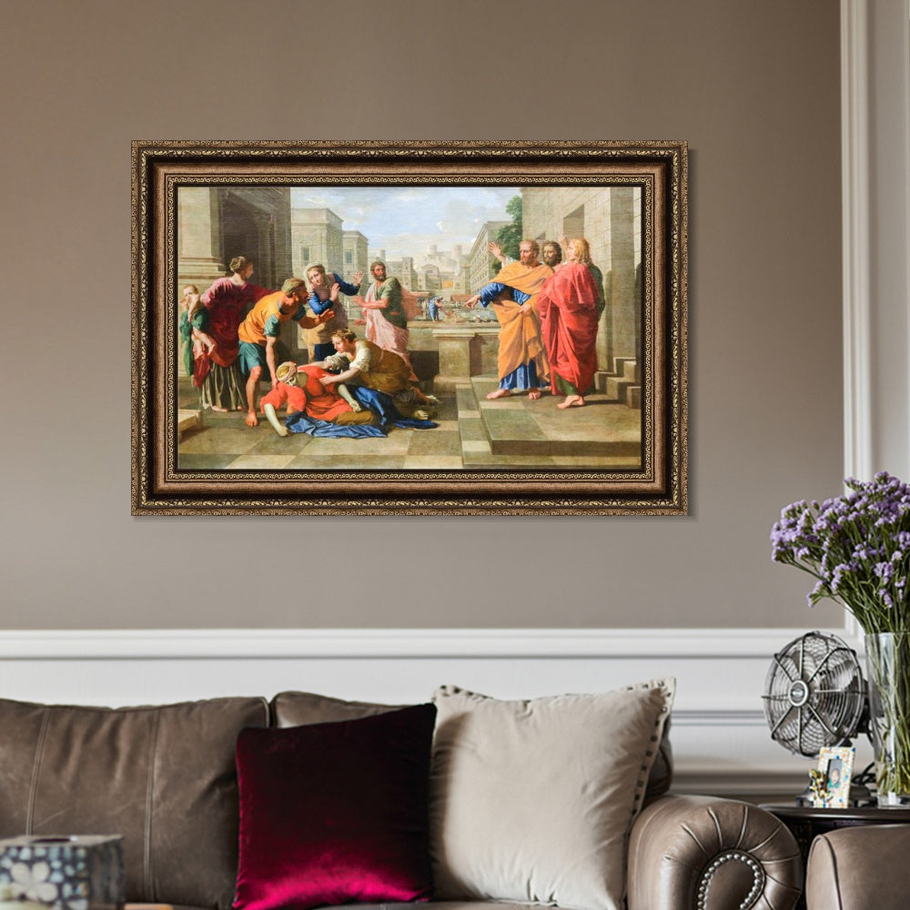 INVIN ART Framed Canvas Art Giclee Print The Death of Saphire by Nicolas Poussin Wall Art