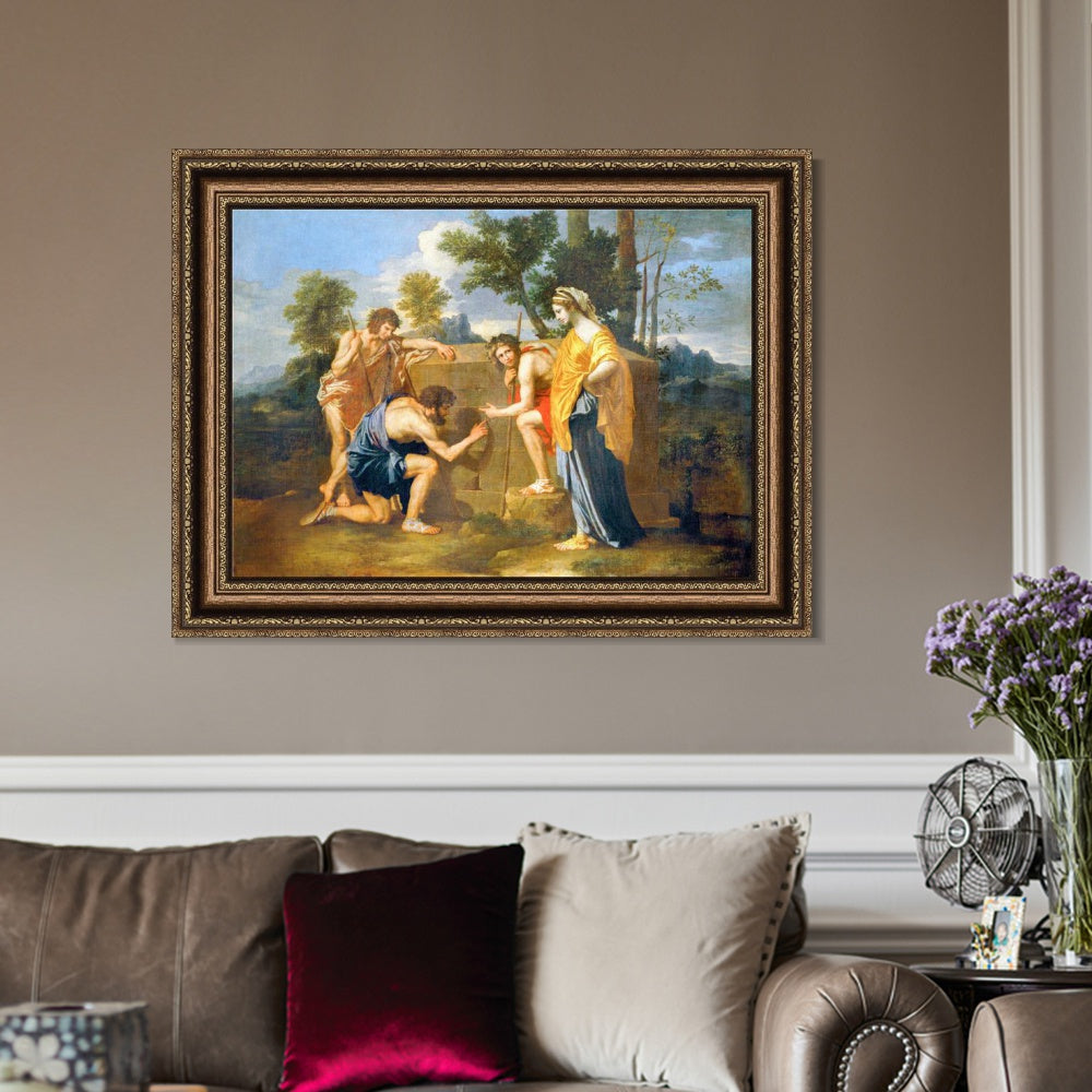 INVIN ART Framed Canvas Art Giclee Print Et in Arcadia ego by Nicolas Poussin Wall Art