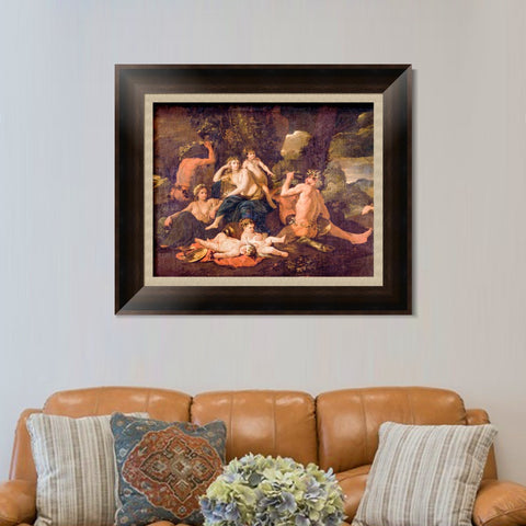INVIN ART Framed Canvas Art Giclee Print The childhood of Bacchus by Nicolas Poussin Wall Art Living Room Home Office Decorations