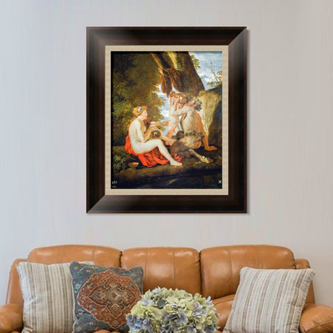 INVIN ART Framed Canvas Art Giclee Print A Bacchic Scene, 1630-31 by Nicolas Poussin Wall Art Living Room Home Office Decorations