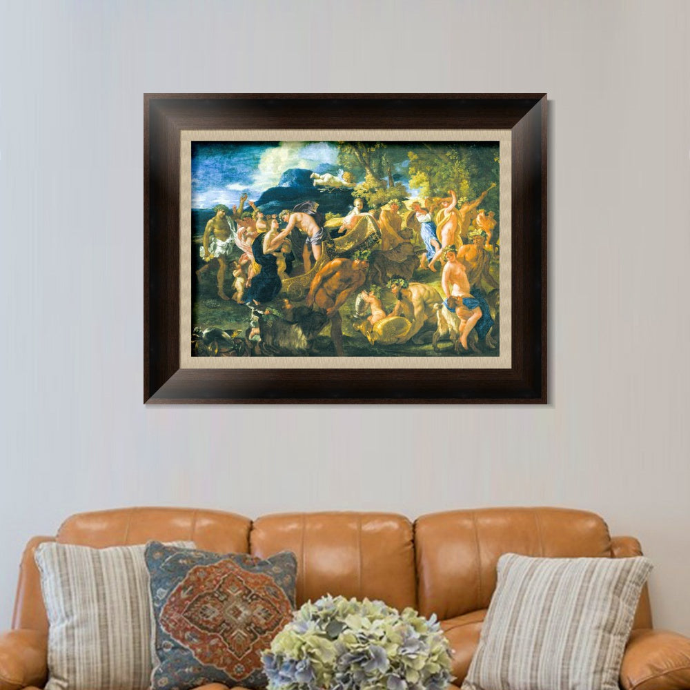 INVIN ART Framed Canvas Art Giclee Print Bacchanal, 1625-26 by Nicolas Poussin Wall Art