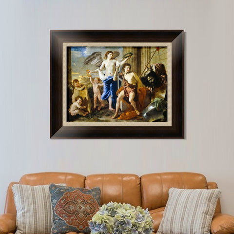 INVIN ART Framed Canvas Art Giclee Print The Triumph of David, Ca. 1630 by Nicolas Poussin Wall Art Living Room Home Office Decorations
