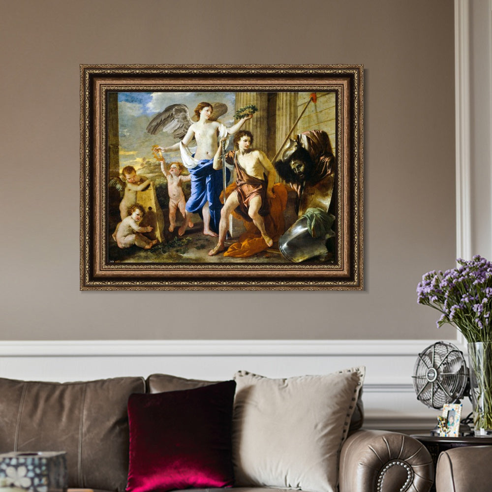 INVIN ART Framed Canvas Art Giclee Print The Triumph of David, Ca. 1630 by Nicolas Poussin Wall Art