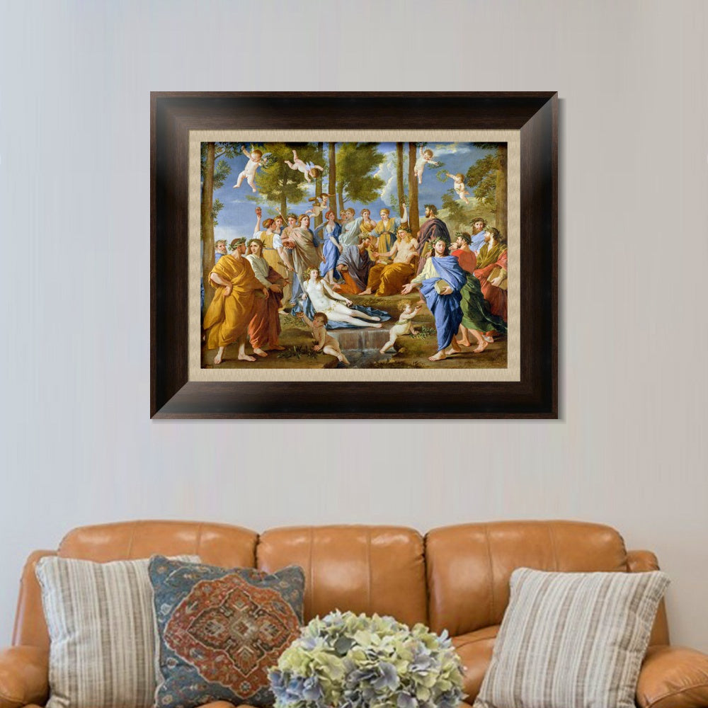INVIN ART Framed Canvas Art Giclee Print El Parnaso, 1630 by Nicolas Poussin Wall Art