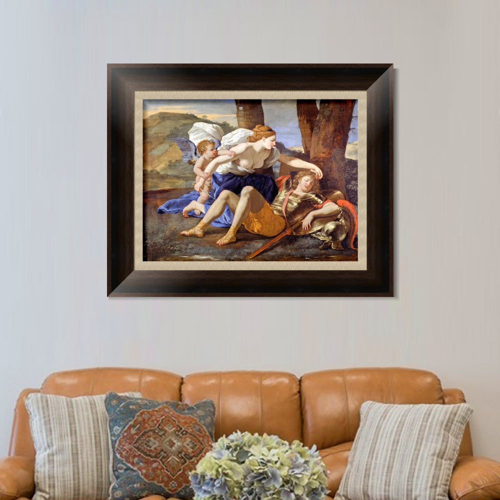 INVIN ART Framed Canvas Art Giclee Print Rinaldo and Armida by Nicolas Poussin Wall Art