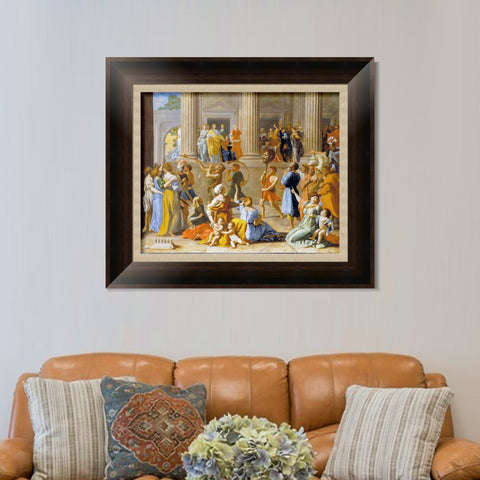 INVIN ART Framed Canvas Art Giclee Print The Triumph of David by Nicolas Poussin Wall Art Living Room Home Office Decorations