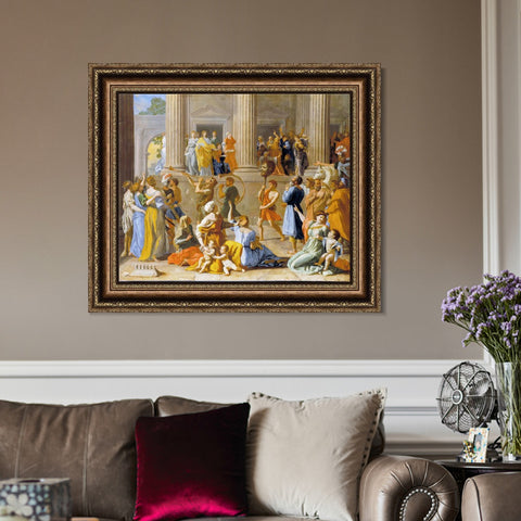 INVIN ART Framed Canvas Art Giclee Print The Triumph of David by Nicolas Poussin Wall Art Living Room Home Office Decorations