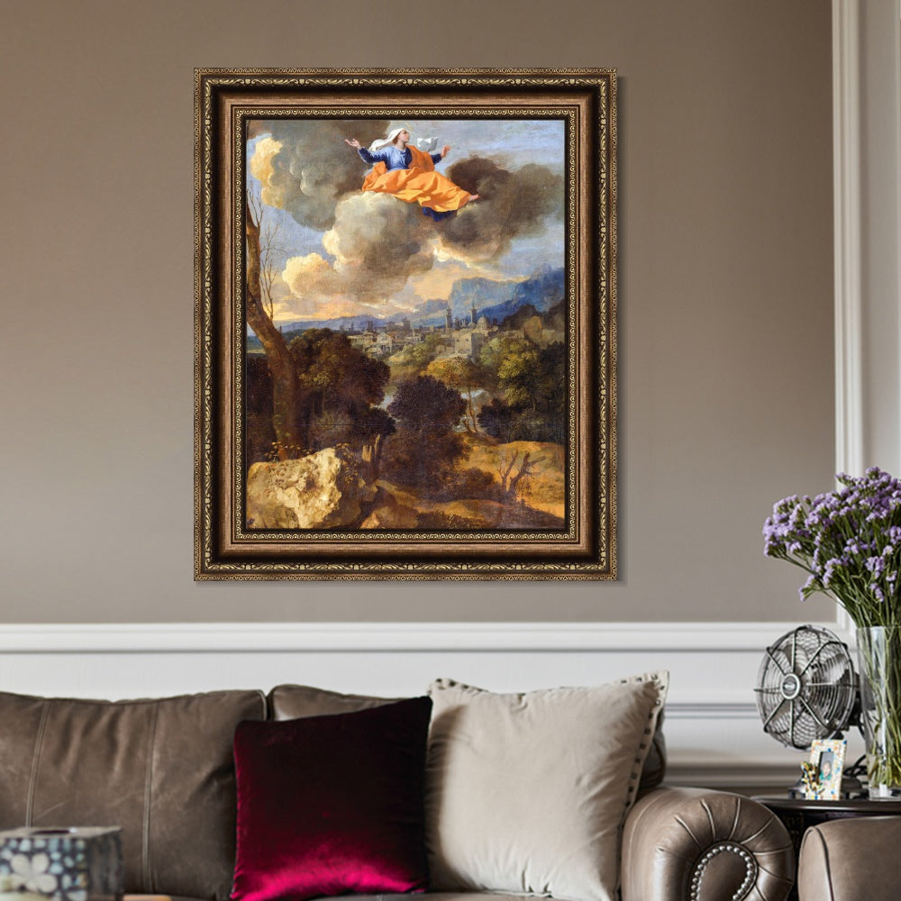 INVIN ART Framed Canvas Art Giclee Print The Translation of Saint Rita of Cascia by Nicolas Poussin Wall Art
