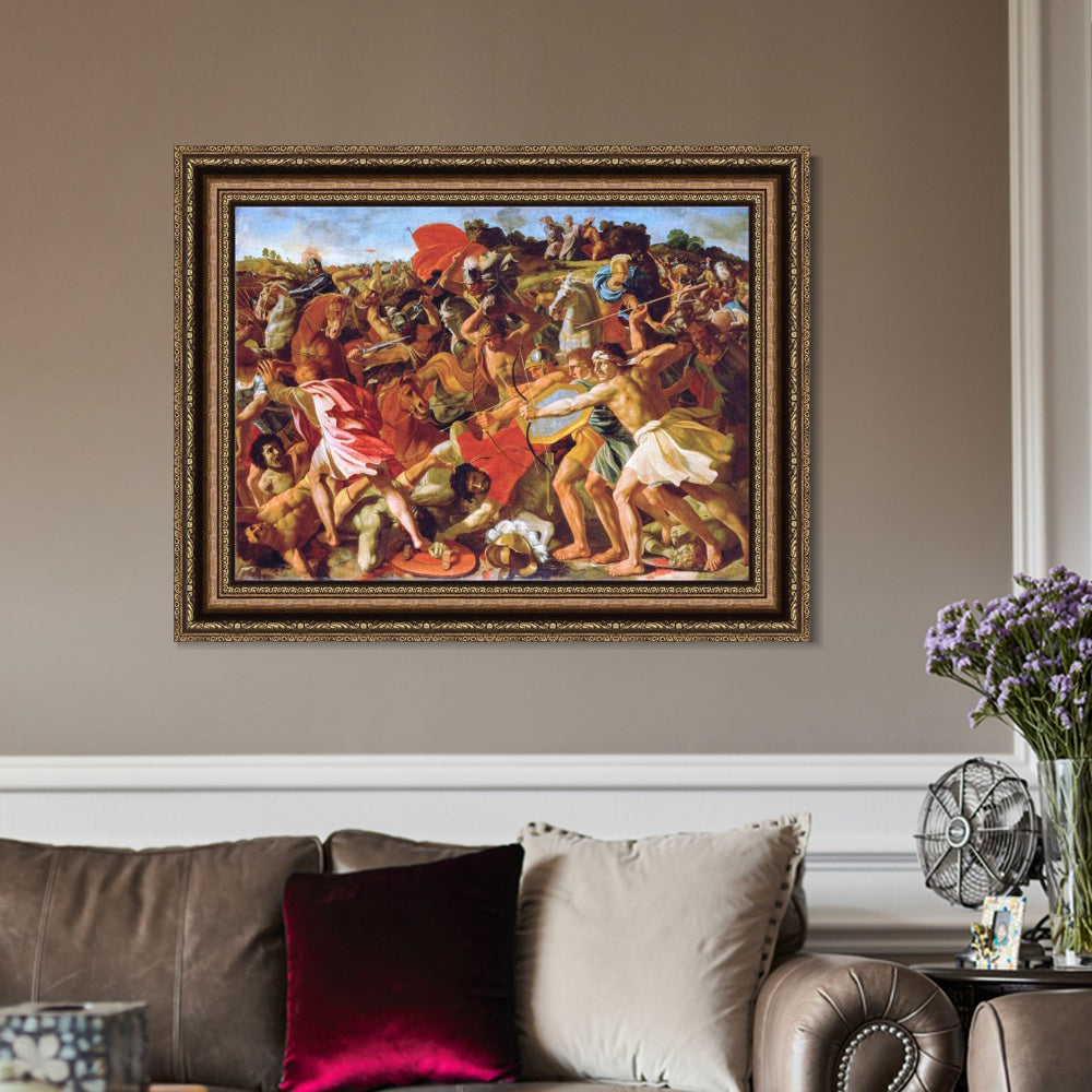 INVIN ART Framed Canvas Art Giclee Print The Victory of Joshua over the Amalekites by Nicolas Poussin Wall Art