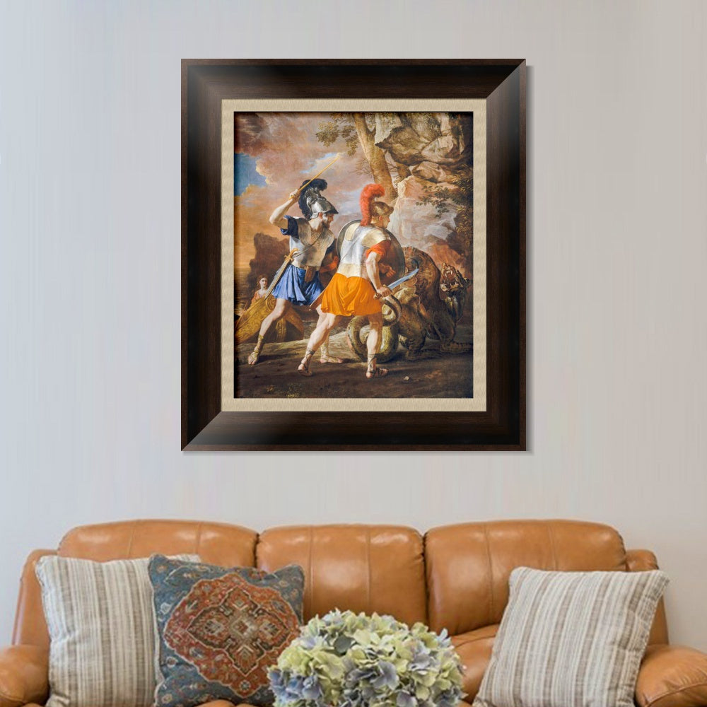 INVIN ART Framed Canvas Art Giclee Print The Companions of Rinaldo by Nicolas Poussin Wall Art