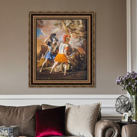 INVIN ART Framed Canvas Art Giclee Print The Companions of Rinaldo by Nicolas Poussin Wall Art Living Room Home Office Decorations