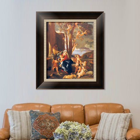 INVIN ART Framed Canvas Art Giclee Print The Rest on the Flight into Egypt by Nicolas Poussin Wall Art Living Room Home Office Decorations