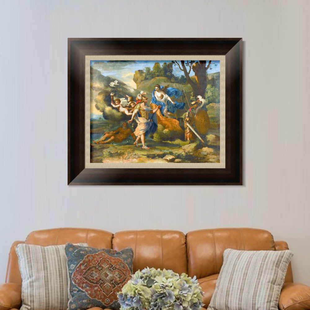 INVIN ART Framed Canvas Art Giclee Print Venus Showing Her Arms to Angry by Nicolas Poussin Wall Art