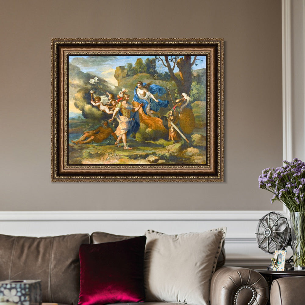 INVIN ART Framed Canvas Art Giclee Print Venus Showing Her Arms to Angry by Nicolas Poussin Wall Art