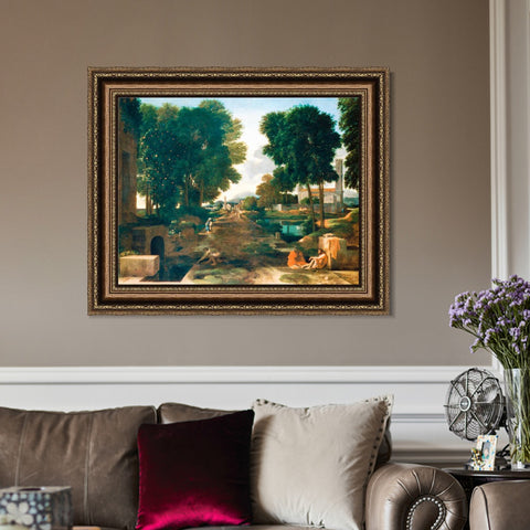INVIN ART Framed Canvas Art Giclee Print Series#061 by Nicolas Poussin Wall Art Living Room Home Office Decorations