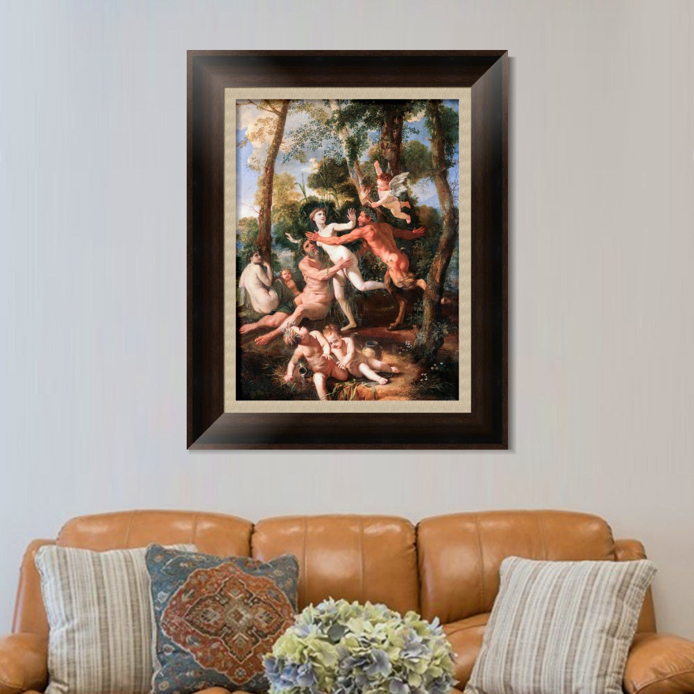 INVIN ART Framed Canvas Art Giclee Print Pan and Syrinx by Nicolas Poussin Wall Art