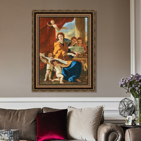 INVIN ART Framed Canvas Art Giclee Print Sainte Cécile by Nicolas Poussin Wall Art Living Room Home Office Decorations