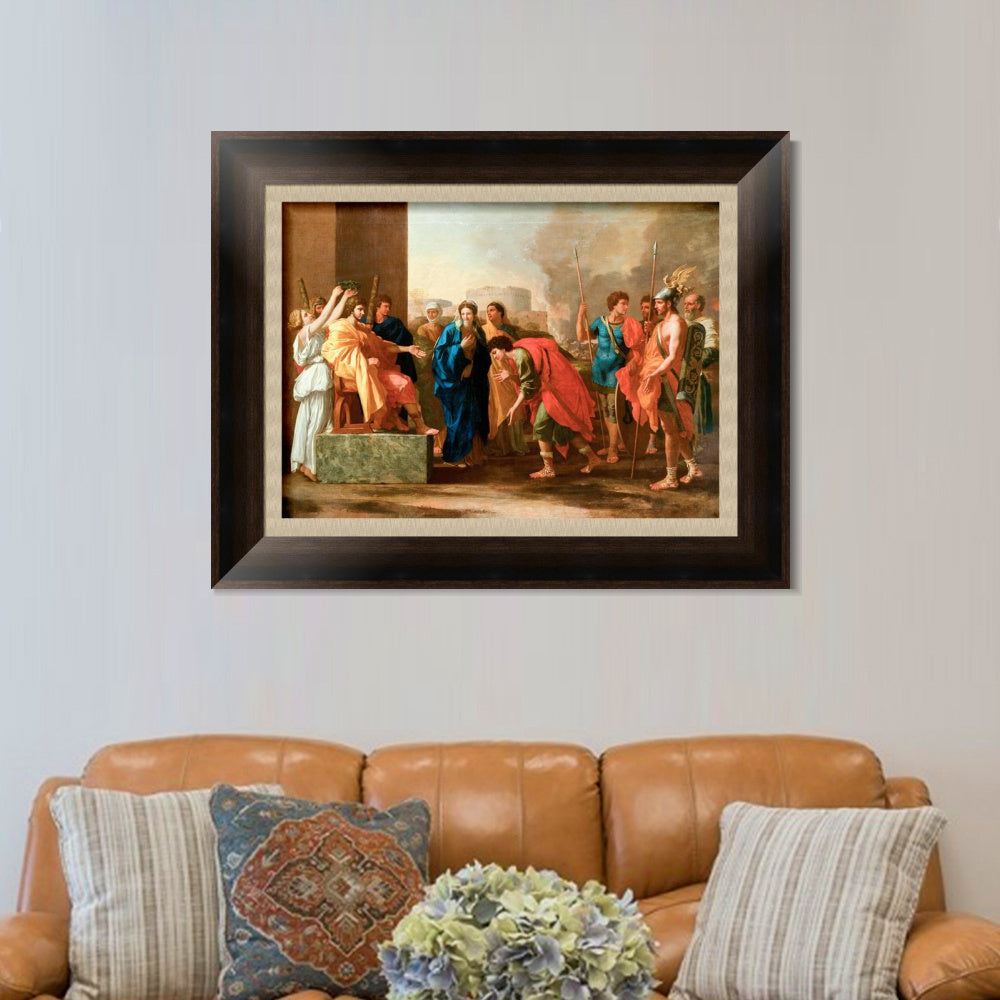 INVIN ART Framed Canvas Art Giclee Print The continence of Scipio by Emperor by Nicolas Poussin Wall Art