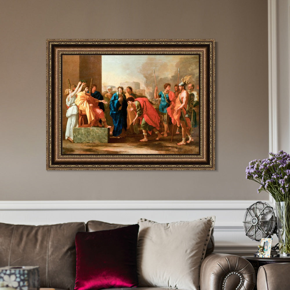 INVIN ART Framed Canvas Art Giclee Print The continence of Scipio by Emperor by Nicolas Poussin Wall Art