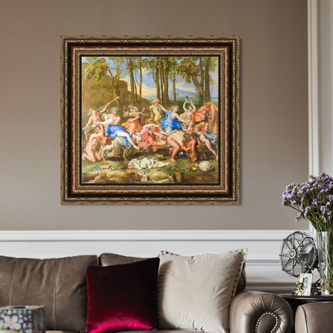 INVIN ART Framed Canvas Art Giclee Print The Triumph of Pan, 1636 by Nicolas Poussin Wall Art Living Room Home Office Decorations