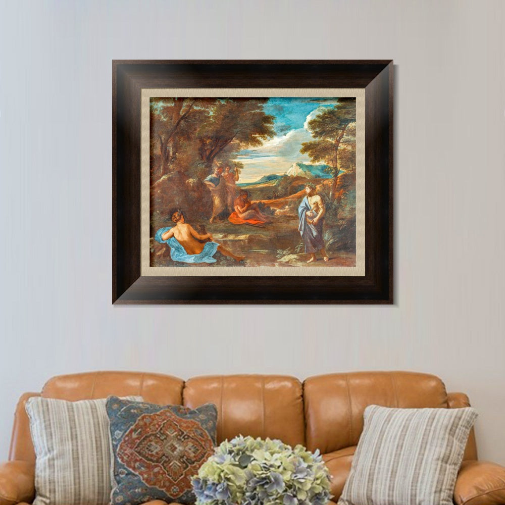 INVIN ART Framed Canvas Art Giclee Print Landscape with Apollo by Emperor by Nicolas Poussin Wall Art