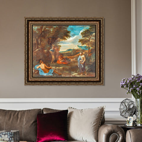 INVIN ART Framed Canvas Art Giclee Print Landscape with Apollo by Emperor by Nicolas Poussin Wall Art Living Room Home Office Decorations
