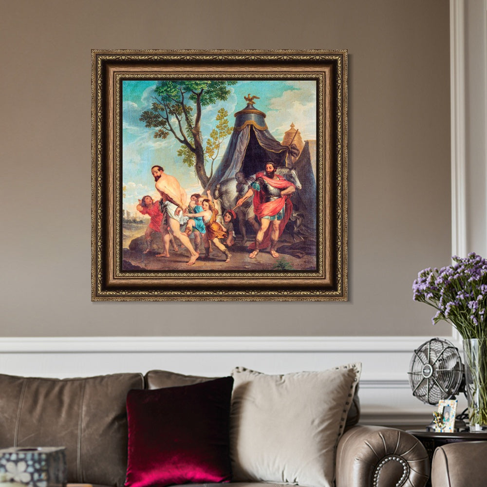 INVIN ART Framed Canvas Art Giclee Print Camilla and the Schoolmaster of Falerii by Nicolas Poussin Wall Art