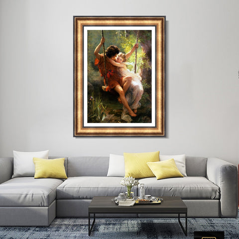 INVIN ART Framed Canvas Art Giclee Print Spring Time by Pierre Auguste Cot Wall Art Living Room Home Office Decorations