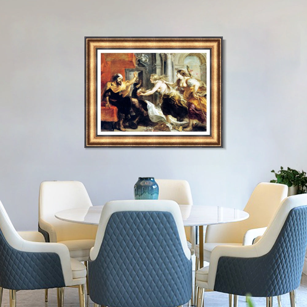 INVIN ART Framed Canvas Art Giclee Print Series#169 by Peter Paul Rubens Wall Art (Vintage Embossed Gold frame,20"x24")