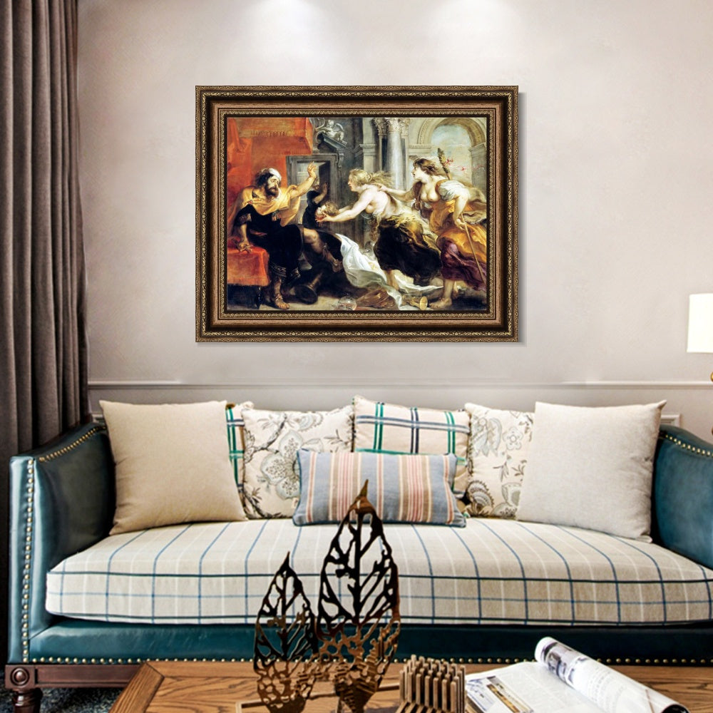 INVIN ART Framed Canvas Art Giclee Print Series#169 by Peter Paul Rubens Wall Art (Vintage Embossed Gold frame,20"x24")
