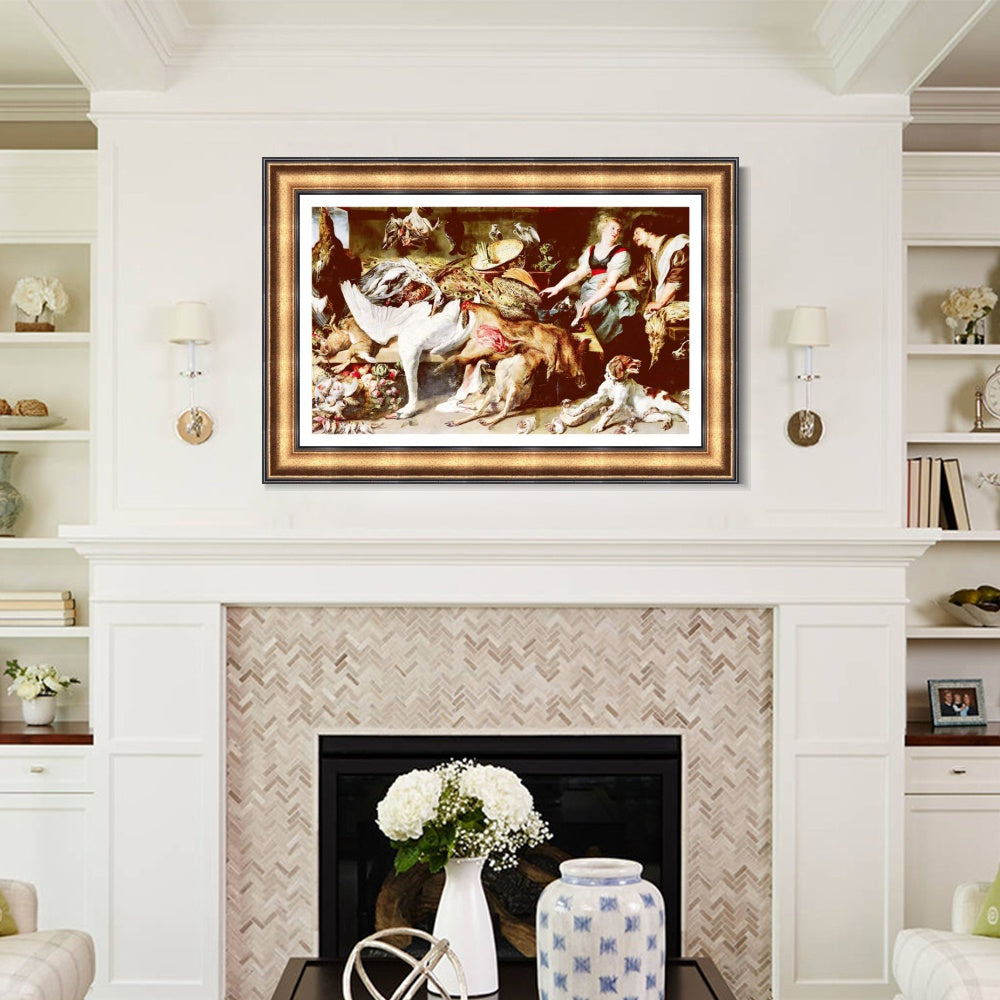 INVIN ART Framed Canvas Art Giclee Print Series#273 by Peter Paul Rubens Wall Art (Vintage Embossed Gold frame,20"x28")