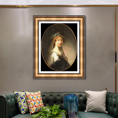 INVIN ART Framed Canvas Art Giclee Print Series#016 by Rembrandt Harmenszoon van Rijn Wall Art Living Room Home Office Decorations