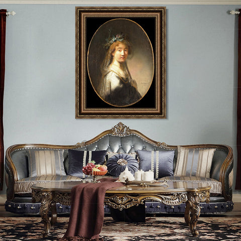 INVIN ART Framed Canvas Art Giclee Print Series#016 by Rembrandt Harmenszoon van Rijn Wall Art Living Room Home Office Decorations