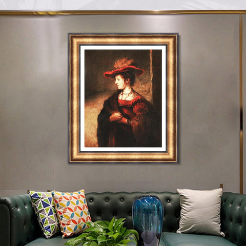 INVIN ART Framed Canvas Art Giclee Print Series#038 by Rembrandt Harmenszoon van Rijn Wall Art Living Room Home Office Decorations