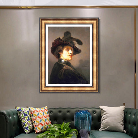 INVIN ART Framed Canvas Art Giclee Print Series#045 by Rembrandt Harmenszoon van Rijn Wall Art Living Room Home Office Decorations