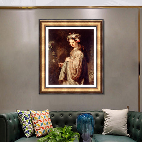 INVIN ART Framed Canvas Art Giclee Print Series#048 by Rembrandt Harmenszoon van Rijn Wall Art Living Room Home Office Decorations