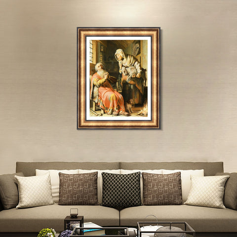 INVIN ART Framed Canvas Art Giclee Print TOBIAS SUSPECTED HIS WIFE STEALING by Rembrandt Harmenszoon van Rijn Wall Art Living Room Home Office Decorations