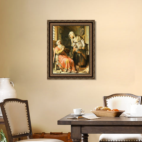INVIN ART Framed Canvas Art Giclee Print TOBIAS SUSPECTED HIS WIFE STEALING by Rembrandt Harmenszoon van Rijn Wall Art Living Room Home Office Decorations