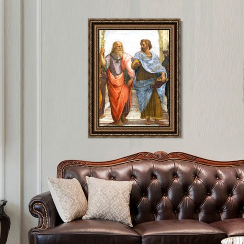 INVIN ART Framed Canvas Art Giclee Print Aristotle and Plato by Raphael/Raffaello Sanzio Wall Art Living Room Home Office Decorations