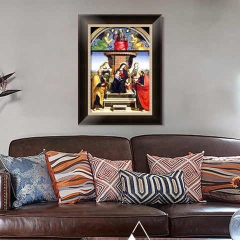 INVIN ART Framed Canvas Art Giclee Print Madonna and Child Enthroned with Saints, 1504, altarpiece by Raphael/Raffaello Sanzio Wall Decorations