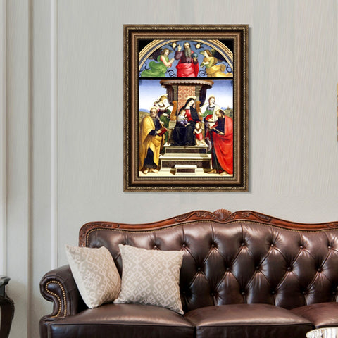 INVIN ART Framed Canvas Art Giclee Print Madonna and Child Enthroned with Saints, 1504, altarpiece by Raphael/Raffaello Sanzio Wall Decorations