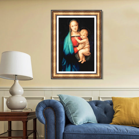 INVIN ART Framed Canvas Art Giclee Print The Madonna del Granduca by Raphael/Raffaello Sanzio Wall Art Living Room Home Office Decorations
