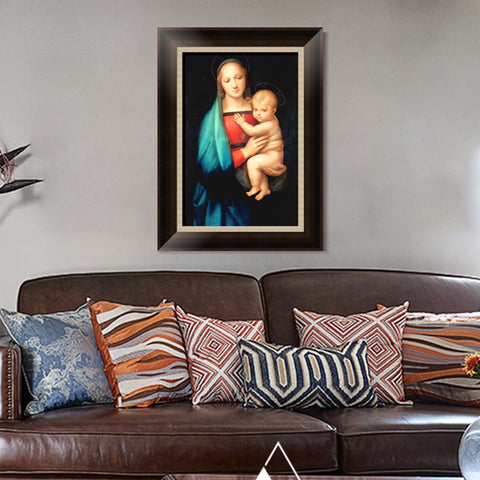 INVIN ART Framed Canvas Art Giclee Print The Madonna del Granduca by Raphael/Raffaello Sanzio Wall Art Living Room Home Office Decorations
